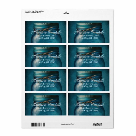 Personalisiert Rustic Blue Glass Mason Jar Wedding (Vorne)