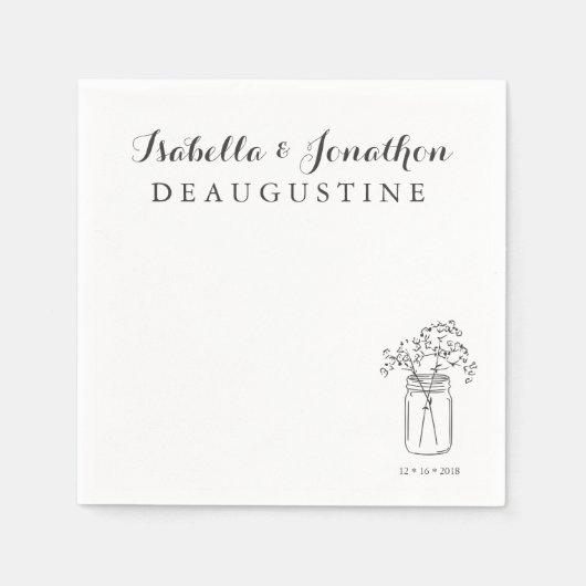 Personalisiert Rustic Wedding Mason Jar Serviette (Vorderseite)