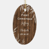 Personalisiert Rustic Willow auf Holz Erster Weihn Keramikornament (Rechts)