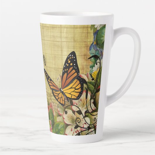 Personalisiert rustikal botanisch mit Schmetterlin Milchtasse (Rechts)