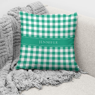 Personalisiert Rustikal Green Kariert Gingham Kissen