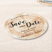 Personalisiert Rustikal Rettete unser Datum Druckh Runder Pappuntersetzer (Angewinkelt)