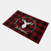 Personalisiert rustikal rot und schwarz Buffalo Ka Fußmatte (Schrägansicht)