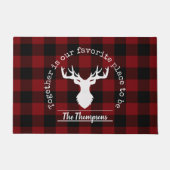 Personalisiert rustikal rot und schwarz Buffalo Ka Fußmatte (Vorderseite)