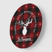 Personalisiert rustikal rot und schwarz Buffalo Ka Große Wanduhr (Winkel)