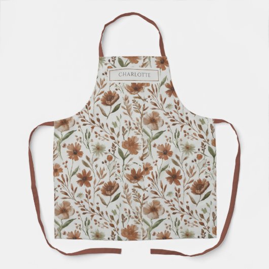 Personalisiert Rustikale Boho Blume Terracotta Schürze (Vorderseite)