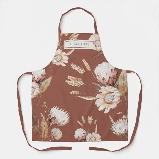 Personalisiert Rustikale Boho Blume Terracotta Schürze (Vorderseite)