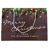 Personalisiert Rustikale Frohe Weihnachten Große Geschenktüte (Vorderseite)
