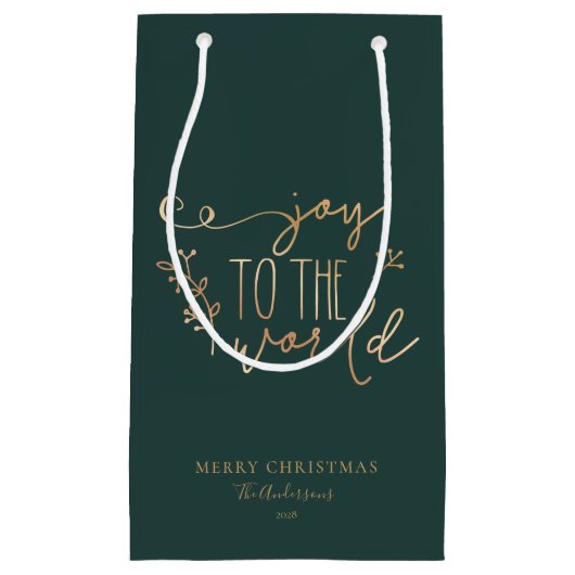 Personalisiert rustikale frohe Weihnachtsfamilie Kleine Geschenktüte (Vorderseite)