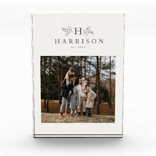 Personalisiert rustikale Monogramm Fotoblock (Vorderseite)