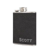 Personalisiert | Rustikaler Maskuliner Lederlook Flachmann (Links)