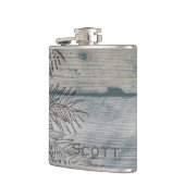 Personalisiert | Rustikaler Wald Winter Pine Tree Flachmann (Links)