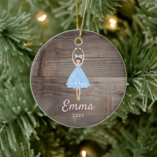 Personalisiert Rustikaler Zucker Fairy Ballerina Keramik Ornament (Baum)
