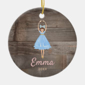 Personalisiert Rustikaler Zucker Fairy Ballerina Keramik Ornament (Vorne)