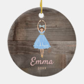Personalisiert Rustikaler Zucker Fairy Ballerina Keramik Ornament (Hinten)