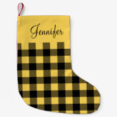 Personalisiert Rustikales Gelbes Buffalo Kariert Kleiner Weihnachtsstrumpf (Vorderseite)