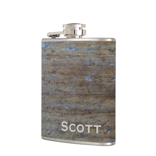 Personalisiert | Rustikales Maskulinarbefall Flachmann (Links)