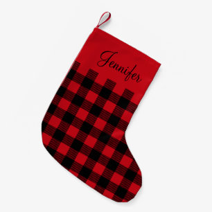 Personalisiert Rustikales Rotes Buffalo Kariert Kleiner Weihnachtsstrumpf