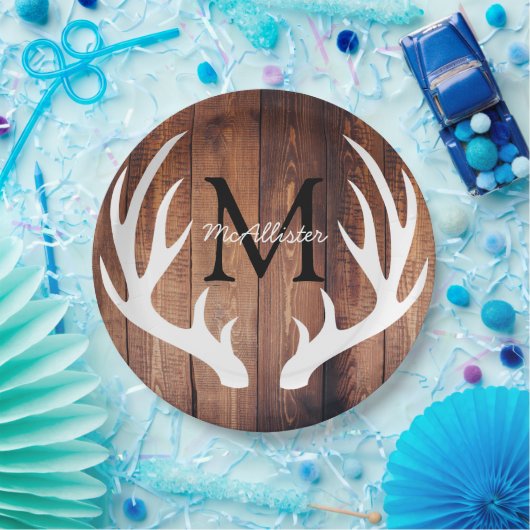 Personalisiert - Rustikales Weißes Hirschgewächsha Pappteller (Party)