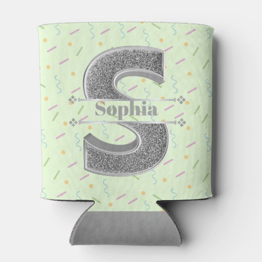 Personalisiert S Initial Silver Monogram Ihr Name Dosenkühler (Rückseite)