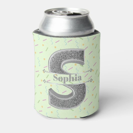Personalisiert S Initial Silver Monogram Ihr Name Dosenkühler (Kanne Rückseite)