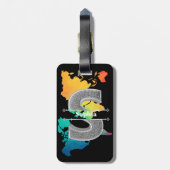 Personalisiert S Initial Silver Monogram Ihr Name Gepäckanhänger (Rückseite vertikal)