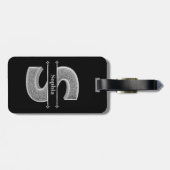 Personalisiert S Initial Silver Monogram Ihr Name Gepäckanhänger (Rückseite horizontal)
