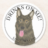 Personalisiert Sable German Shepherd Wedding Runder Pappuntersetzer (Vorderseite)