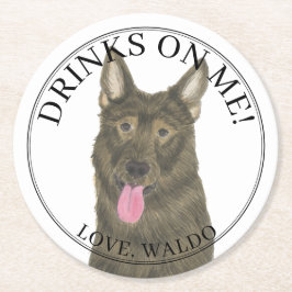 Personalisiert Sable German Shepherd Wedding Runder Pappuntersetzer