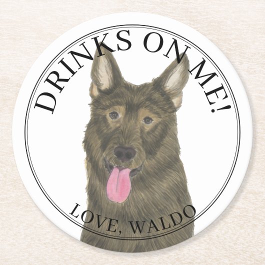 Personalisiert Sable German Shepherd Wedding Runder Pappuntersetzer (Vorderseite)