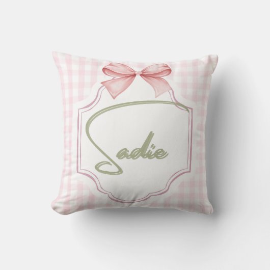 Personalisiert Sadie Baby Girl Kinderzimmer Bow&Gi Kissen (Vorderseite)