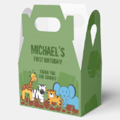 Personalisiert Safari Animal First Geburtstagspart Geschenkschachtel (Geöffnet)