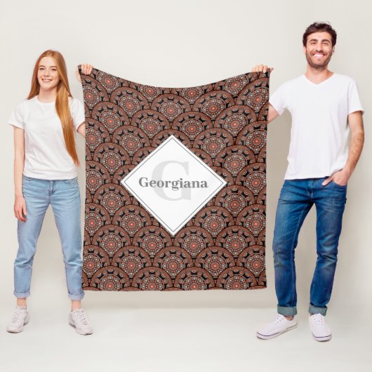 Personalisiert Safari Sunset Bohemisch Mandala Sca Fleecedecke (Beispiel)
