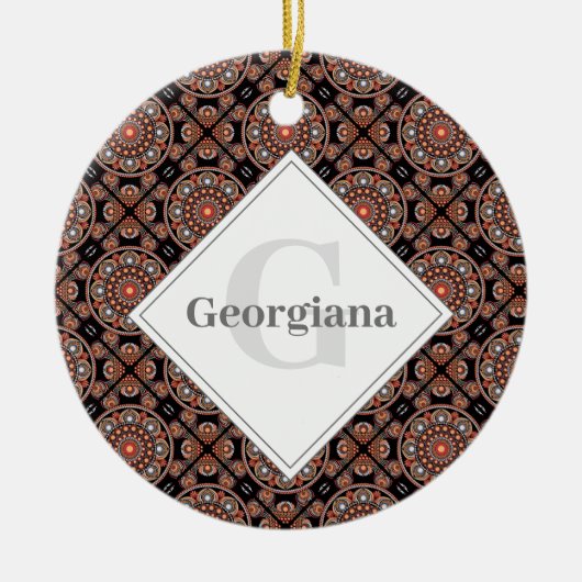 Personalisiert Safari Sunset Bohemisch Mandala Til Keramik Ornament (Vorne)