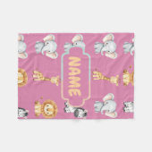 Personalisiert Safari Tier Niedlich Pastell Kinder Fleecedecke (Vorderseite (Horizontal))