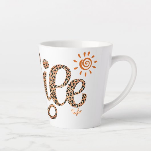 Personalisiert Safari Weckte auf & Smile Leopard P Milchtasse (Rechts)