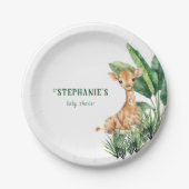 Personalisiert Safari Wild One Giraffe Baby Dusche Pappteller (Vorderseite)