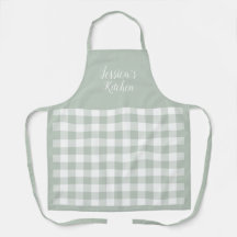 Personalisiert Sage Gingham Schürze