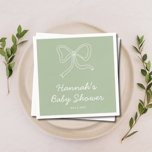 Personalisiert Sage Green Baby Dusche Napkins Serviette