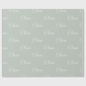 Personalisiert Sage Green Eleganname Geschenkpapier (Flach)