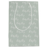 Personalisiert Sage Green Elegant Baby Boy Mittlere Geschenktüte (Vorderseite)