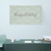 Personalisiert Sage Green Elegante Name Geburtstag Banner (Messeveranstaltung)