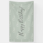 Personalisiert Sage Green Elegante Name Geburtstag Banner (Vertikal)