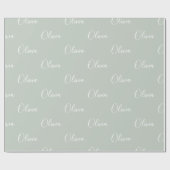 Personalisiert Sage Green Girly Eleganter Name Geschenkpapier (Flach)