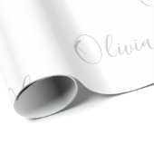 Personalisiert Sage Green Girly Eleganter Name Geschenkpapier (Rolleneckpunkt)