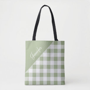 Personalisiert Sage Green Kariert Tasche