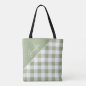 Personalisiert Sage Green Kariert Tasche (Rückseite)