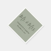 Personalisiert Sage Green Mr. and Mrs Wedding Serviette (Ecke)