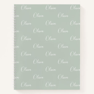 Personalisiert-Sage-Green-Name-Notebook Notizblock