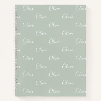 Personalisiert-Sage-Green-Name-Notebook Notizblock